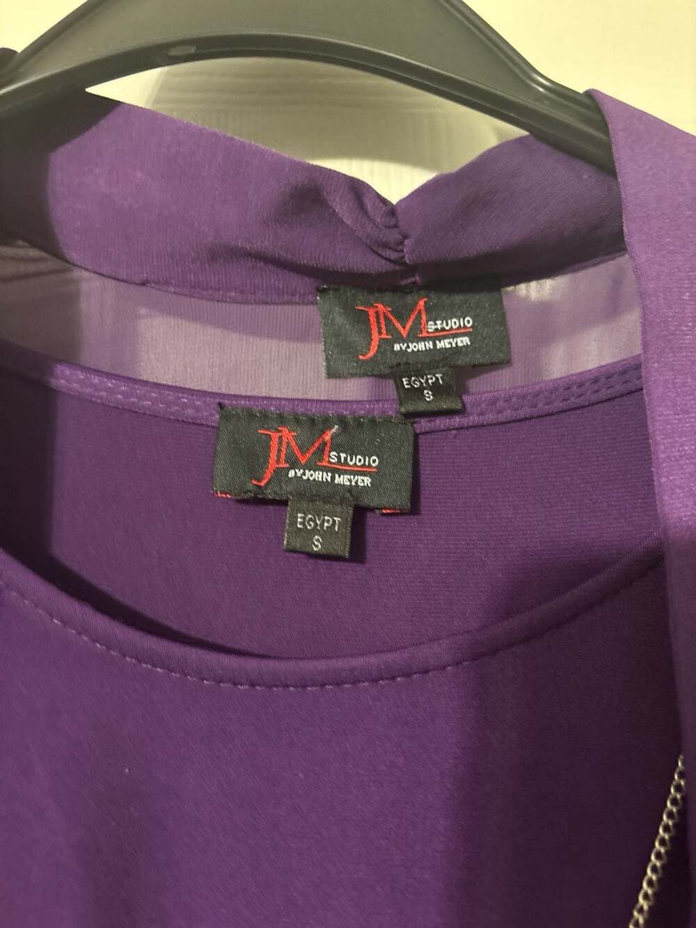 JM Studio by John Meyer Plum 2-Piece Dress and Chiffon Cardigan Set with Necklac